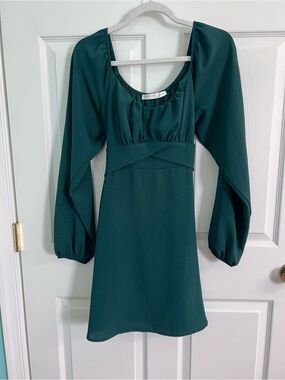 Altar'd State Deep Teal Long Sleeve Mini Dress
